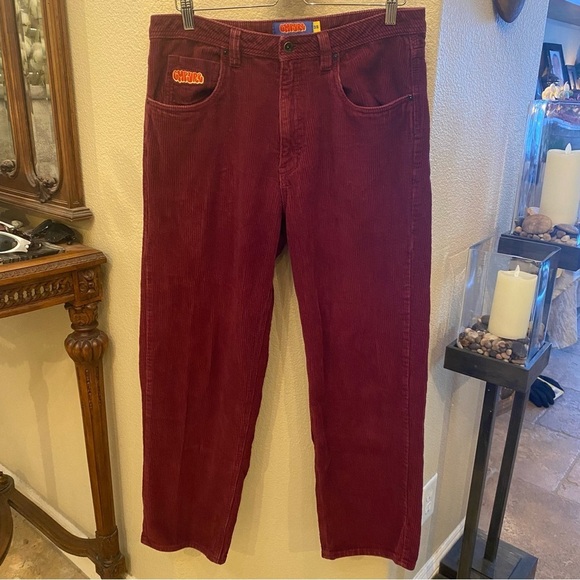 EMPYRE Relax Maroon Corduroy Jeans Skate Pants Size 32 - Picture 1 of 8